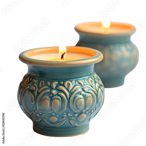 Wallpaper Mural Scented Candles in Decorative Ceramic Holders Isolated on Transparent Background Torontodigital.ca