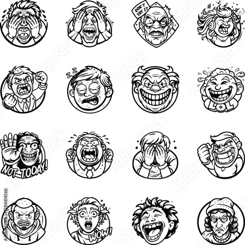 Collection of Feelings Glyph Style Stickers 

