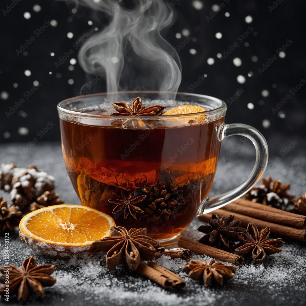A steaming cup of herbal tea with fragrant herbs, creating a warm and soothing atmosphere, perfect for relaxation and comfort on a cozy day Enjoying a warm drink by the cozy fire during a chilly A steaming cup of herbal tea with fragrant herbs, creating a warm and soothing atmosphere, perfect for relaxation and comfort on a cozy day Enjoying a warm drink by the cozy fire during a chilly