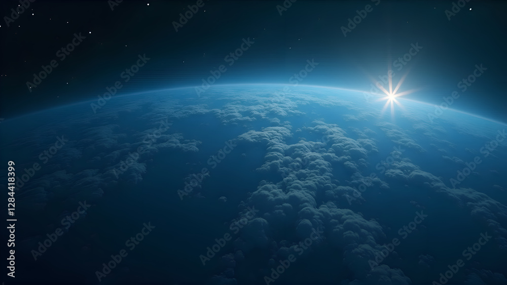 Fototapeta premium Spectacular Earth Sunrise with Atmospheric Ray Effects from Space