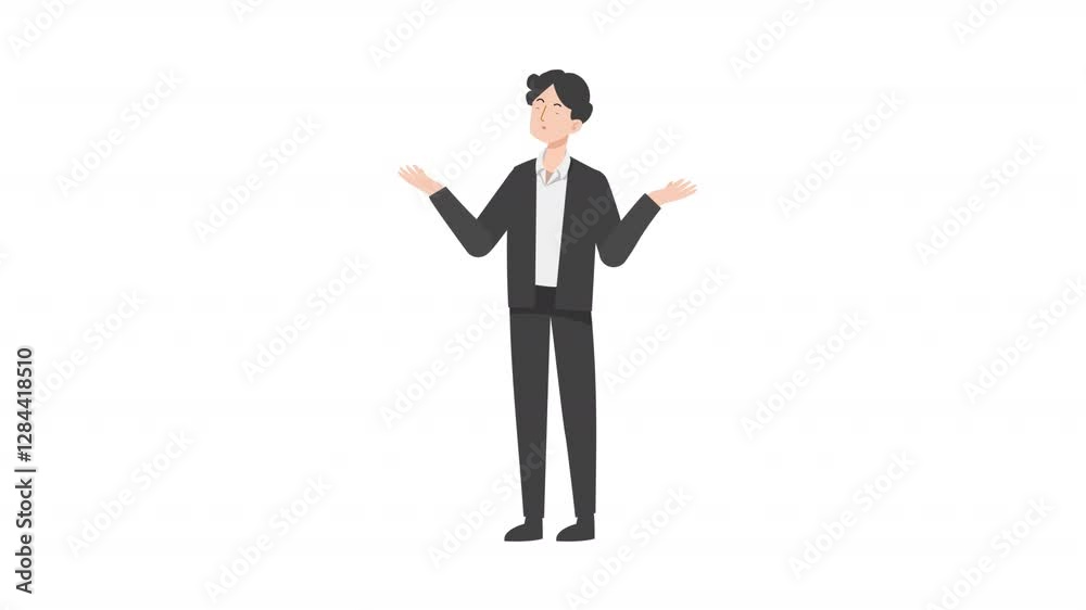 video man is standing and giving a lecture cartoon animation
