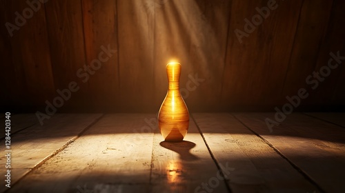 Bowling lucky strike on wooden background