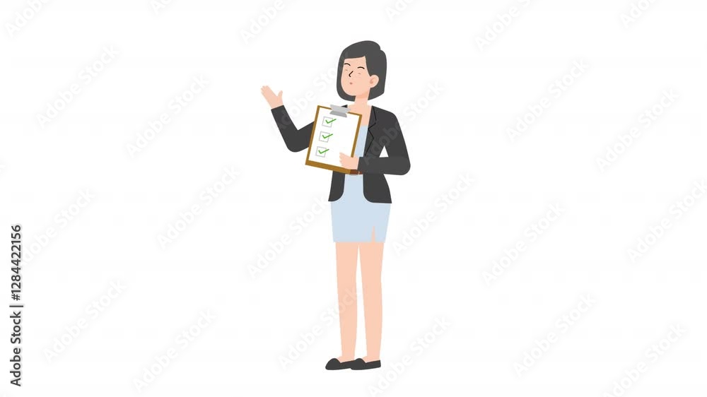 Woman standing holding a checklist cartoon animation
Woman standing holding a checklist cartoon animation