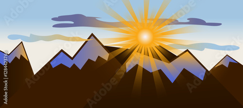 mountain sunrise vector
