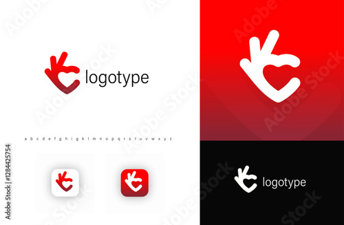 Logo featuring an OK hand gesture forming a heart symbol, representing love, care, and approval. Perfect for charity organizations, healthcare, social platforms, and wellness brands. Vector logo