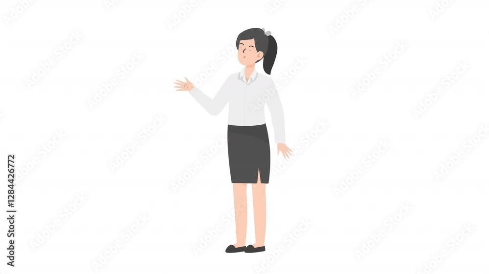 Woman is standing and giving a lecture cartoon animation
Woman is standing and giving a lecture cartoon animation