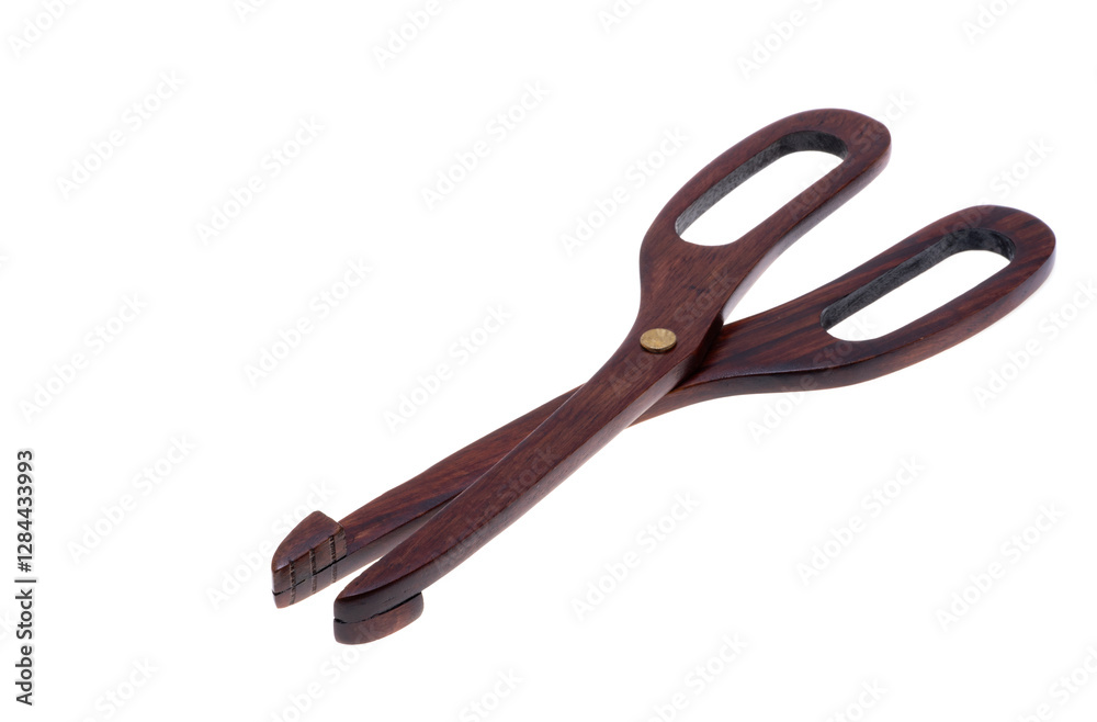 Fototapeta premium wooden kitchen tongs isolated