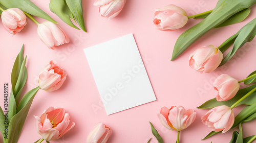 Vibrant pink flower arrangement with empty photo frame