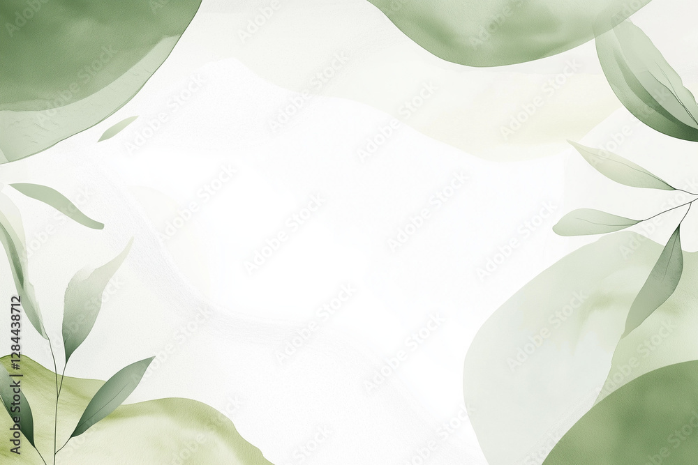 Elegant Watercolor Green Leaves Background