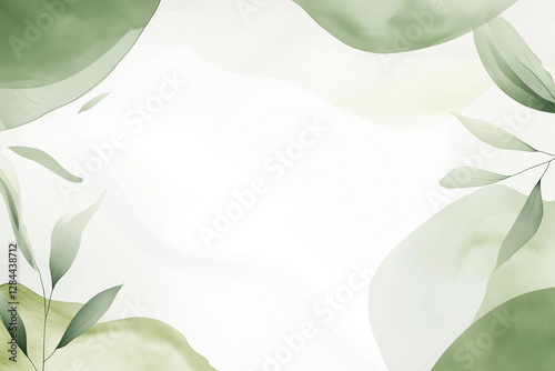 Obraz na płótnie Elegant Watercolor Green Leaves Background w salonie