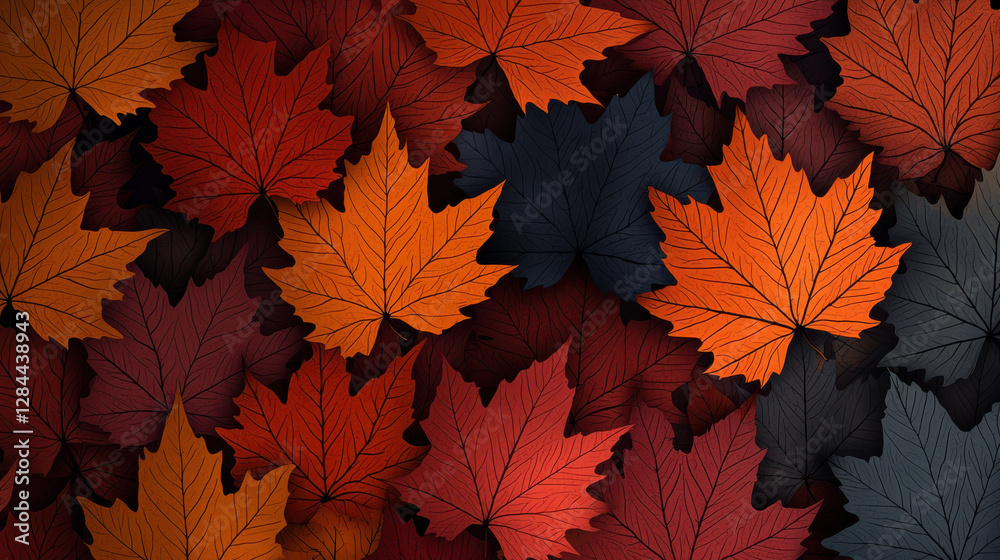 Vibrant autumn leaves in rich colors create stunning pattern Vibrant autumn leaves in rich colors create stunning pattern