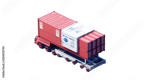 Collection 3D element of network logistic management support cargo and shipping icon vector  on white background container connecting pallet