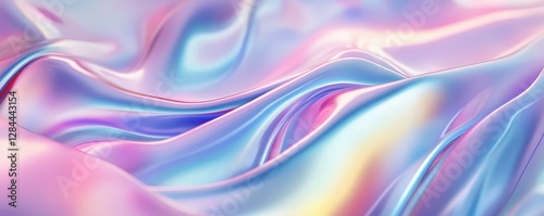Iridescent silk fabric with soft pastel colors and smooth waves