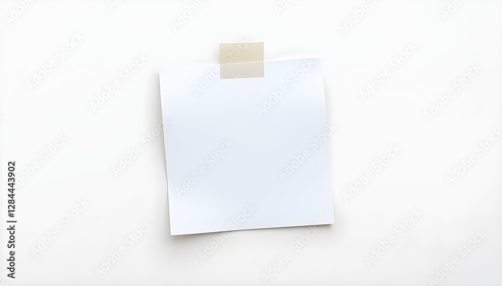 Close-up of a blank white square paper taped to a white wall, ideal for notes or reminders Close-up of a blank white square paper taped to a white wall, ideal for notes or reminders