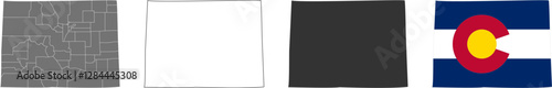 Colorado state of USA. Colorado flag and territory. States of America territory on white background. Separate states. Vector illustration