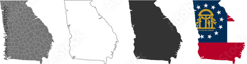 Georgia state of USA. Georgia flag and territory. States of America territory on white background. Separate states. Vector illustration