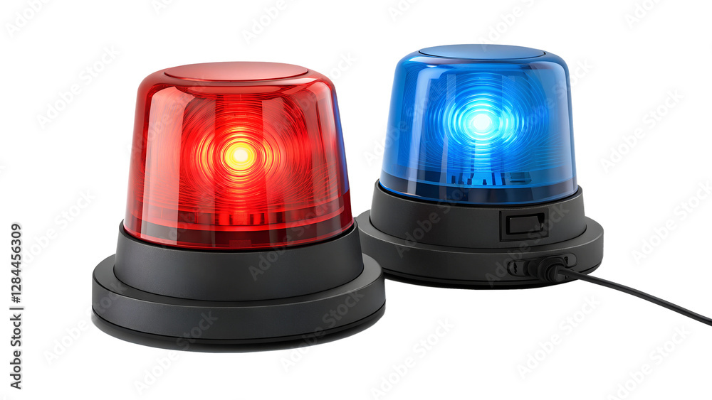Red and Blue Emergency Lights on a Transparent Background Red and Blue Emergency Lights on a Transparent Background