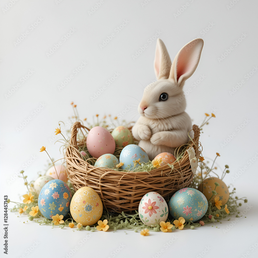 easter bunny and easter eggs
