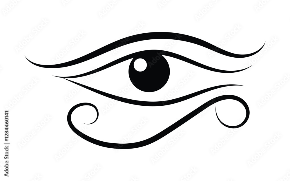Black Line Art Illustration of the Eye of Horus on White Background Black Line Art Illustration of the Eye of Horus on White Background