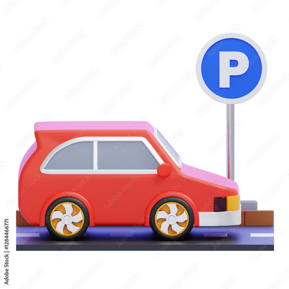 PNG 3D parking illustration isolated on a white background PNG 3D parking illustration isolated on a white background