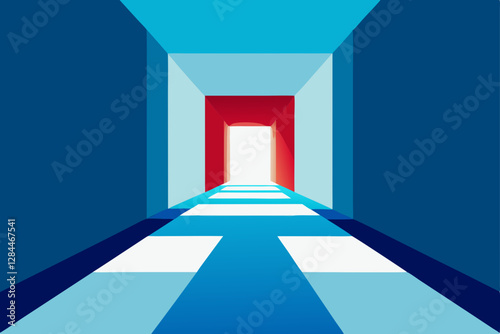 empty corridor with red light