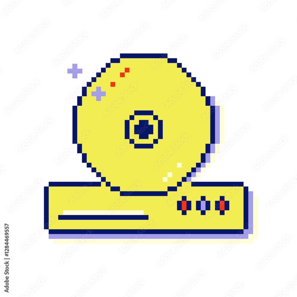 Nostalgic pixel art eight bit CD player icon. Y2k retro 90s vaporwave style. Nostalgic pixel art eight bit CD player icon. Y2k retro 90s vaporwave style.