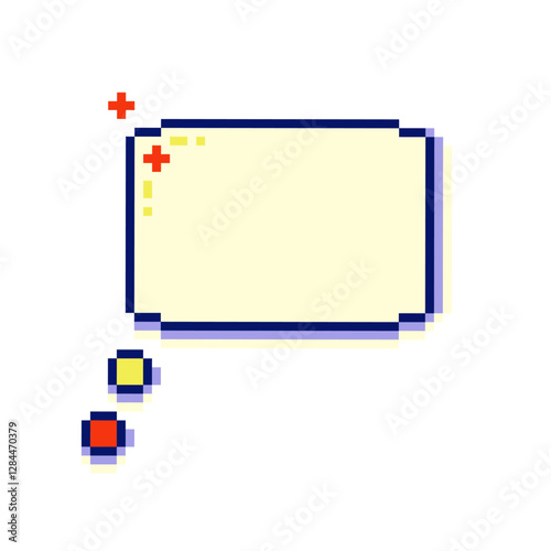 Nostalgic pixel art eight bit speech bubble shape icon. Y2k retro 90s vaporwave style.
