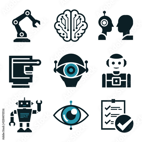 vector Artificial Intelligence model Robot  with ai info-graph design help in business
