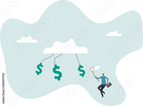 Cloud investment, new technology using cloud computing stock rising up and gain more profit in new normal economic .business concept.flat character.