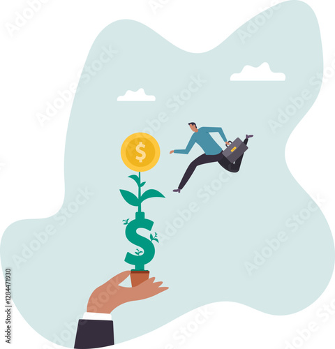 Growth stock return or dividend investment, saving and prosperity or success business achievement .business concept.flat character.