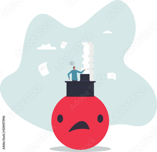 Unhappy employee, dissatisfied work, busy overworked or worried with anxiety depressed, miserable or disappointed career,business concept.flat character.