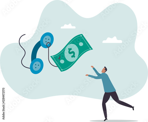 Phone scam, telephone call lying about fake investment, fraud to steal money from victim, financial crime .business concept.flat character.