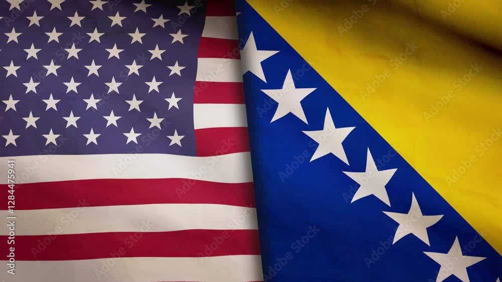 US and Bosnia and Herzegovina waving flag