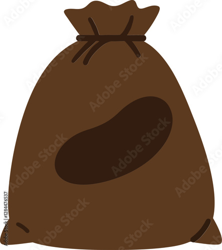 Brown sack transitioning from a flat design to a detailed vector art illustration