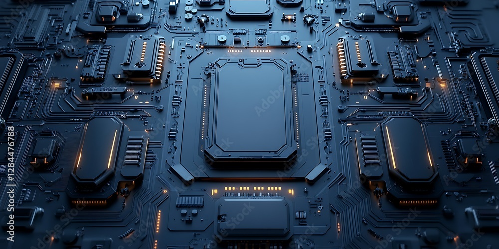 Fototapeta premium Futuristic Circuit Board, Technological Detail, High-Tech Design