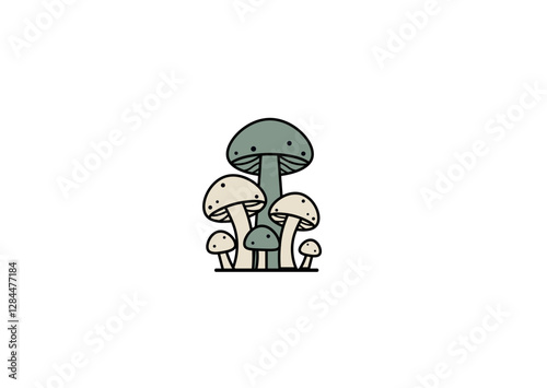 Cartoon mushrooms. Vector illustration, print for background, print on fabric, paper, wallpaper, packaging.	
