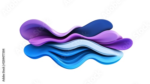 Abstract 3D Render: Flowing Blue and Purple Waves AI Generated