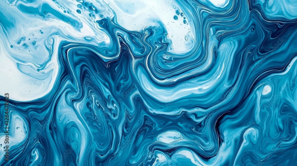Fototapeta premium Abstract blue paint background featuring fluid grunge texture.