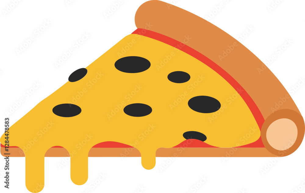 Slice of pizza with cheese melting in flat vector art style vector illustration Slice of pizza with cheese melting in flat vector art style vector illustration