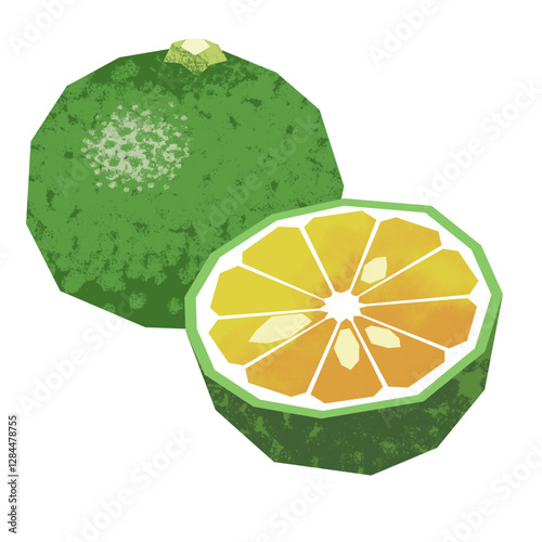 切り絵風のかぼす