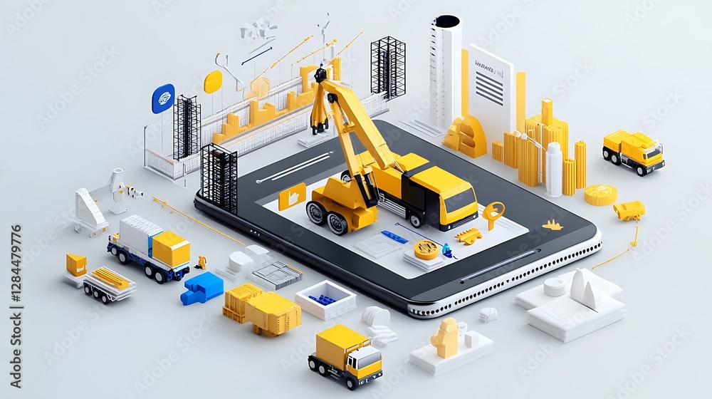 3D Render: Construction Management App on Smartphone AI Generated 3D Render: Construction Management App on Smartphone AI Generated