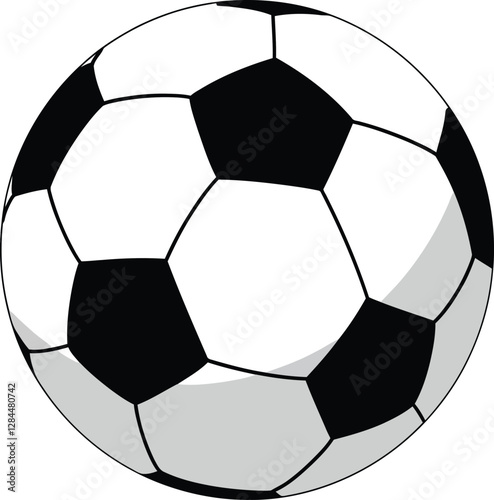 Soccer ball design in minimal style showcasing black and white geometric shapes vector art