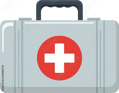 First aid kit design in flat style showcasing medical symbols and tools vector illustration