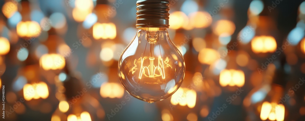 Close-up of glowing light bulbs with warm filament illumination Close-up of glowing light bulbs with warm filament illumination