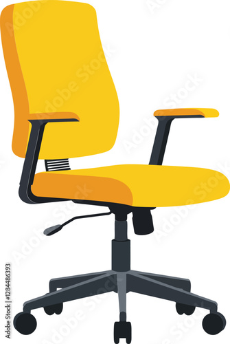 Office chair design in vibrant yellow color, minimal style vector illustration