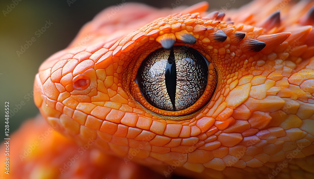 Fototapeta premium close up of colorful reptile eye, Generative AI