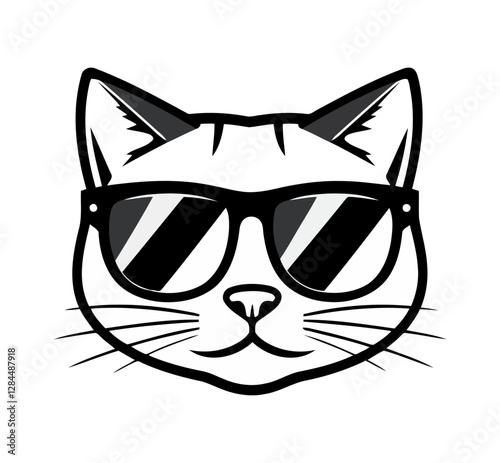 Cat wearing sunglasses artwork Vector Design