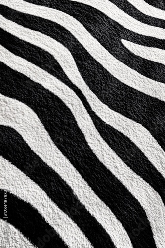 Wallpaper Mural Decorative rug with a zebra print pattern featuring bold stripes and textured elements. Torontodigital.ca