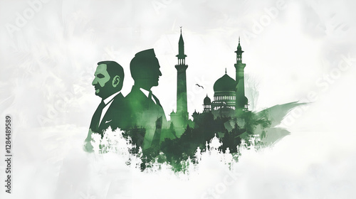 Happy Pakistan Day Poster. Resolution of Pakistan. 23rd March. Space for writing.