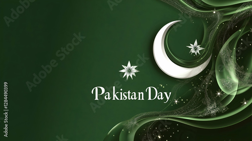 Happy Pakistan Day Poster. Resolution of Pakistan. 23rd March. Space for writing.